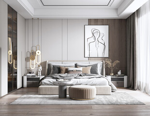 柜子硬装设计装修饰卧室软装现代