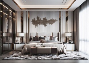 柜子硬装设计装修饰卧室软装现代