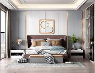 柜子硬装设计装修饰卧室软装现代