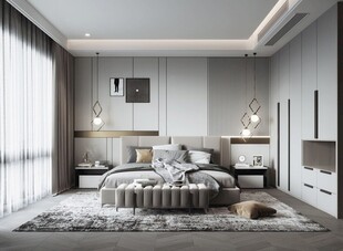 柜子硬装设计装修饰卧室软装现代