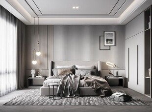 柜子硬装设计装修饰卧室软装现代