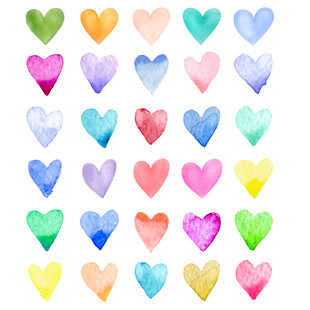 水彩爱心素材