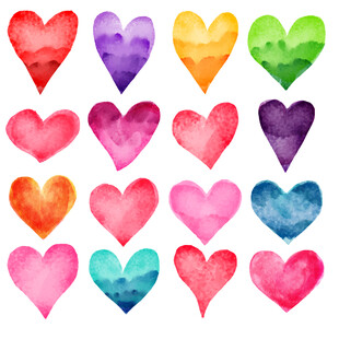 水彩爱心素材