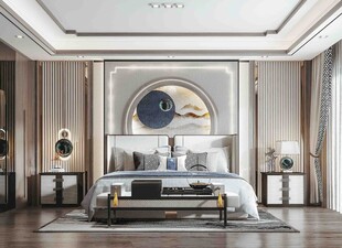 中复古式卧室空间极简现代简约风
