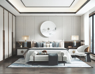 中复古式卧室空间极简现代简约风