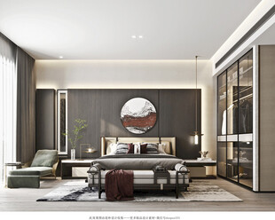 中复古式卧室空间极简现代简约风