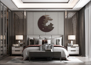 中复古式卧室空间极简现代简约风