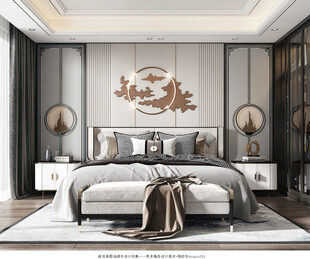 中复古式卧室空间极简现代简约风