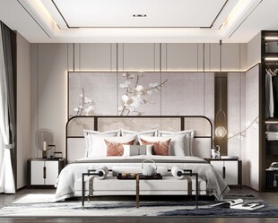 中复古式卧室空间极简现代简约风