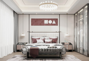 中复古式卧室空间极简现代简约风