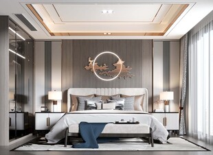 中复古式卧室空间极简现代简约风