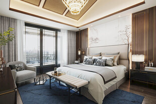 中复古式卧室空间极简现代简约风