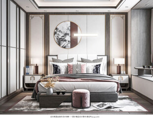 中复古式卧室空间极简现代简约风