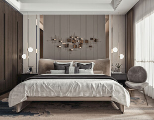中复古式卧室空间极简现代简约风