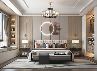 中复古式卧室空间极简现代简约风