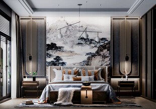 中复古式卧室空间极简现代简约风