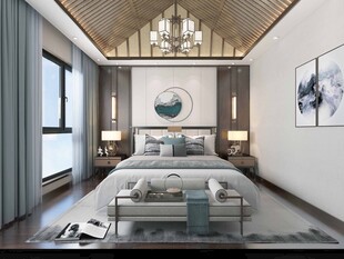 中复古式卧室空间极简现代简约风