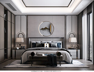 中复古式卧室空间极简现代简约风