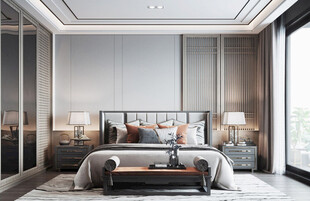 中复古式卧室空间极简现代简约风