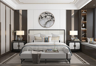 中复古式卧室空间极简现代简约风