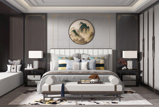 中复古式卧室空间极简现代简约风