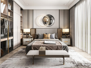 中复古式卧室空间极简现代简约风