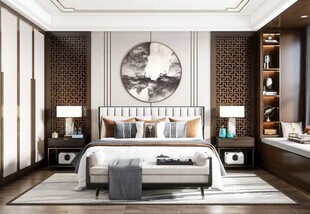 中复古式卧室空间极简现代简约风