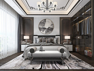 中复古式卧室空间极简现代简约风