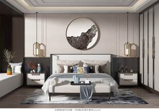 中复古式卧室空间极简现代简约风