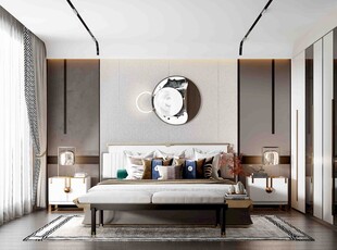 中复古式卧室空间极简现代简约风