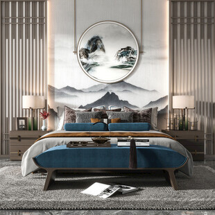 中复古式卧室空间极简现代简约风