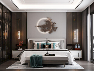 中复古式卧室空间极简现代简约风