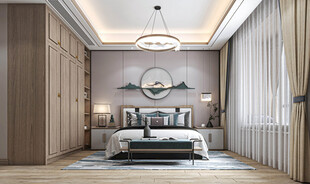 中复古式卧室空间极简现代简约风