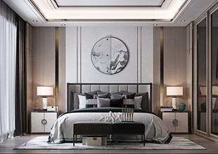 中复古式卧室空间极简现代简约风