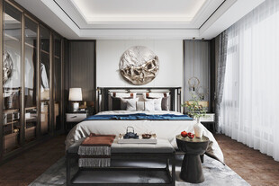 中复古式卧室空间极简现代简约风