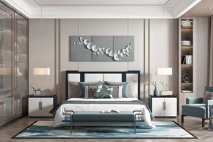 中复古式卧室空间极简现代简约风