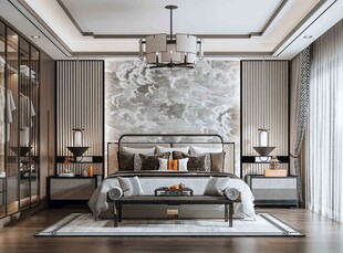 中复古式卧室空间极简现代简约风