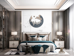 中复古式卧室空间极简现代简约风