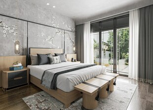 中复古式卧室空间极简现代简约风