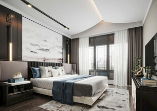 中复古式卧室空间极简现代简约风
