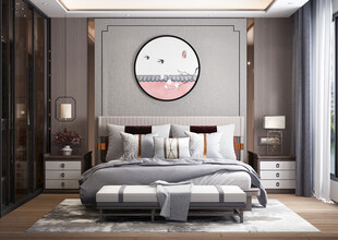 中复古式卧室空间极简现代简约风