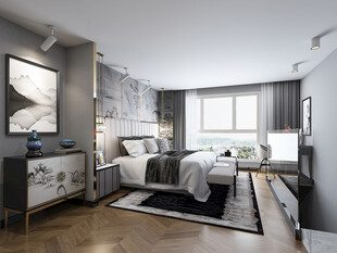 中复古式卧室空间极简现代简约风