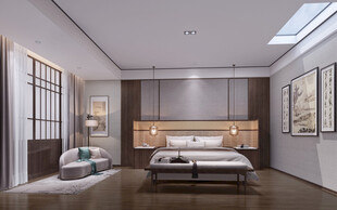 中复古式卧室空间极简现代简约风
