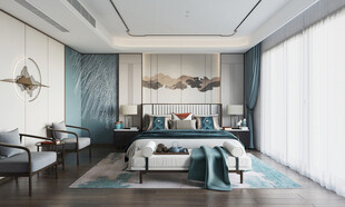 中复古式卧室空间极简现代简约风