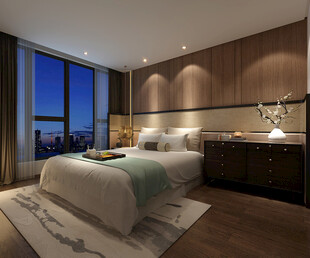 中复古式卧室空间极简现代简约风