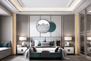 中复古式卧室空间极简现代简约风