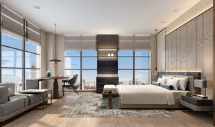 中复古式卧室空间极简现代简约风