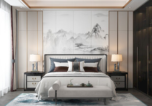 中复古式卧室空间极简现代简约风