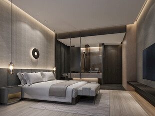 中复古式卧室空间极简现代简约风