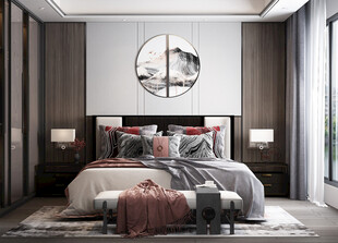 中复古式卧室空间极简现代简约风